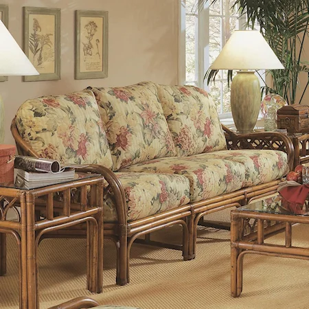 Tropical Rattan Sofa with English Arms